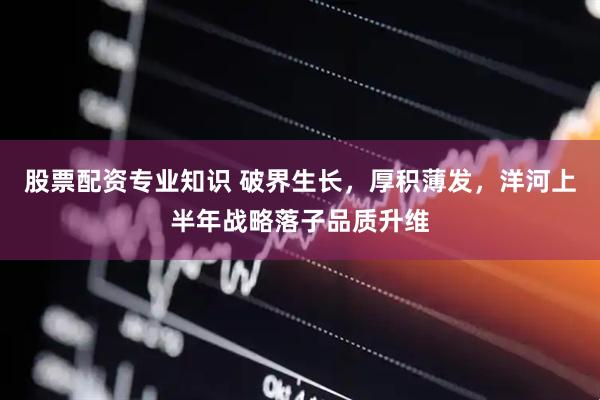 股票配资专业知识 破界生长，厚积薄发，洋河上半年战略落子品质升维