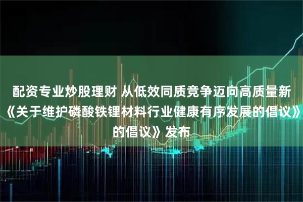配资专业炒股理财 从低效同质竞争迈向高质量新赛道 《关于维护磷酸铁锂材料行业健康有序发展的倡议》发布